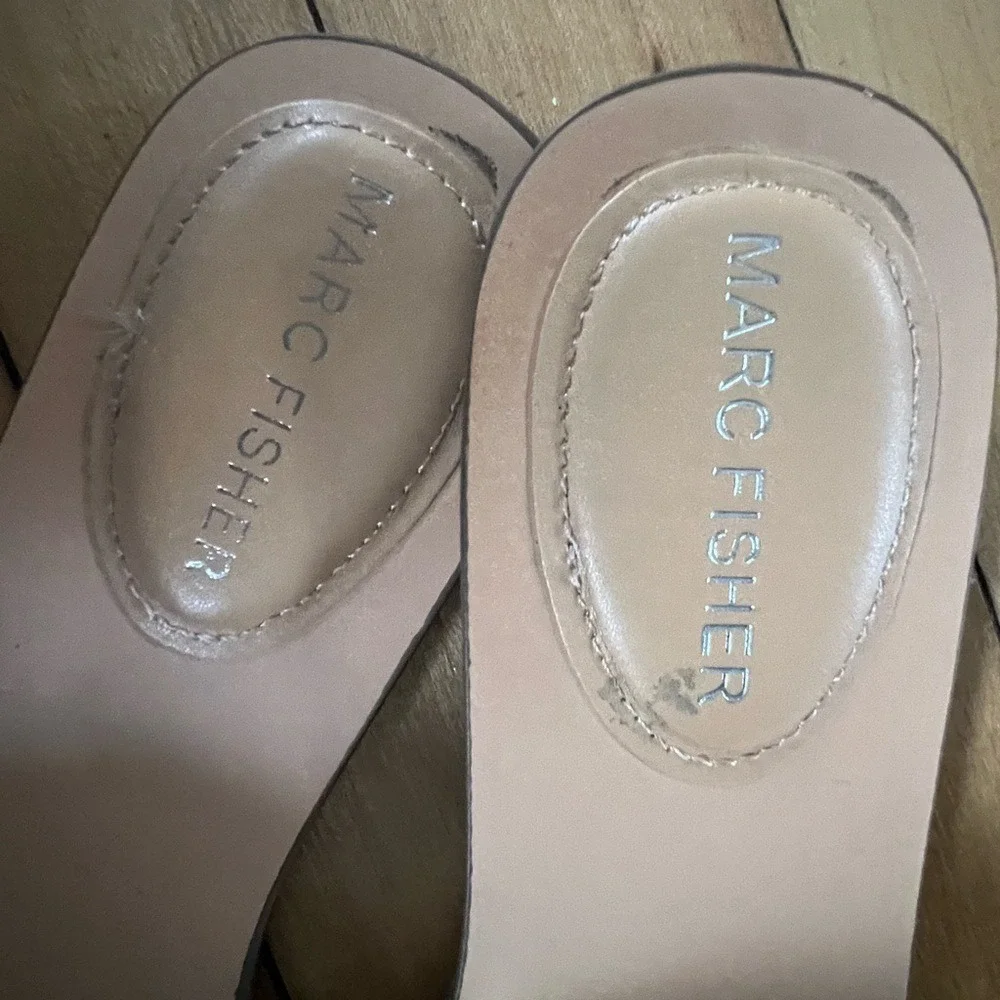 Marc Fisher Bamer silver studded Woman's Sandals bling slip‎ on unique slides